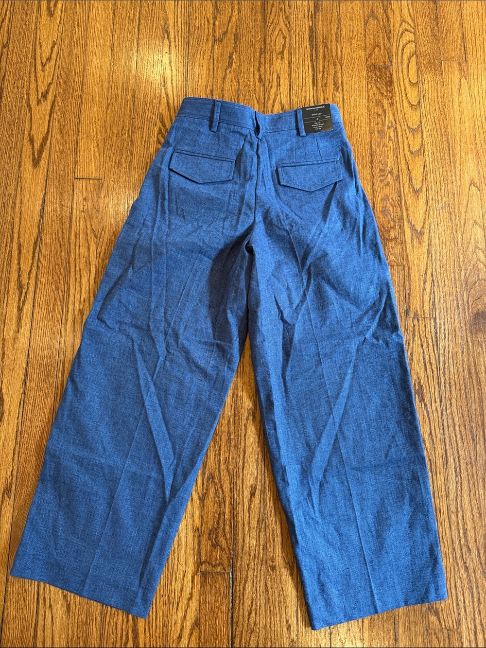 NWT Banana Republic Blue Linen-Blend Wide-Leg Pleated Trous - Picture 4 of 10